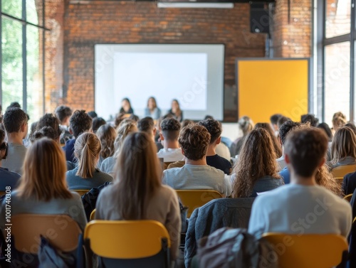 Attendees at an industrial loft presentation