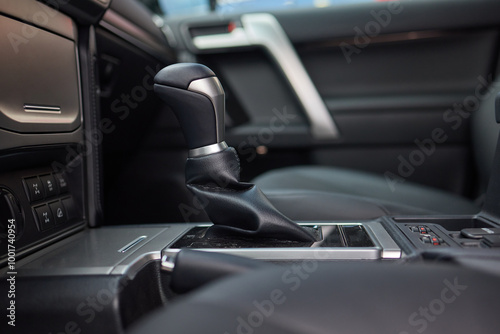 Macro shot of a car gear lever an essential auto part photo