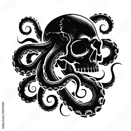 Octopus Skull Silhouette