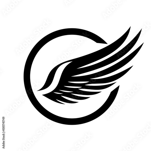 Stylized wing logo featuring a circular design with flowing lines, representing freedom and movement