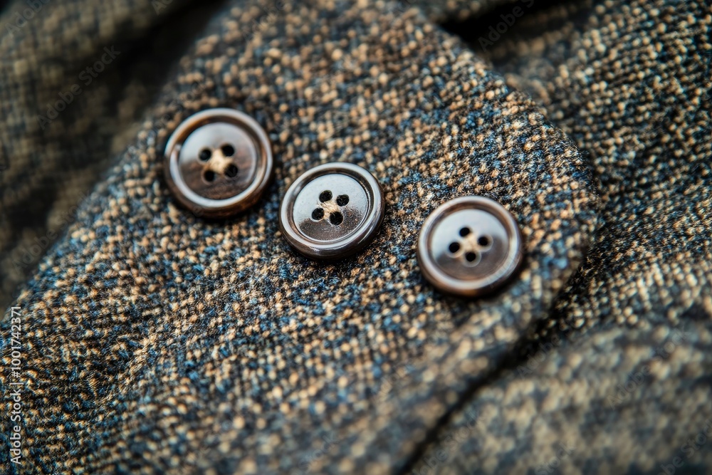 Buttons on the sleeve of a men's jacket. Close-up button with generative ai Buttons on the sleeve of a men's jacket. Close-up button with generative ai