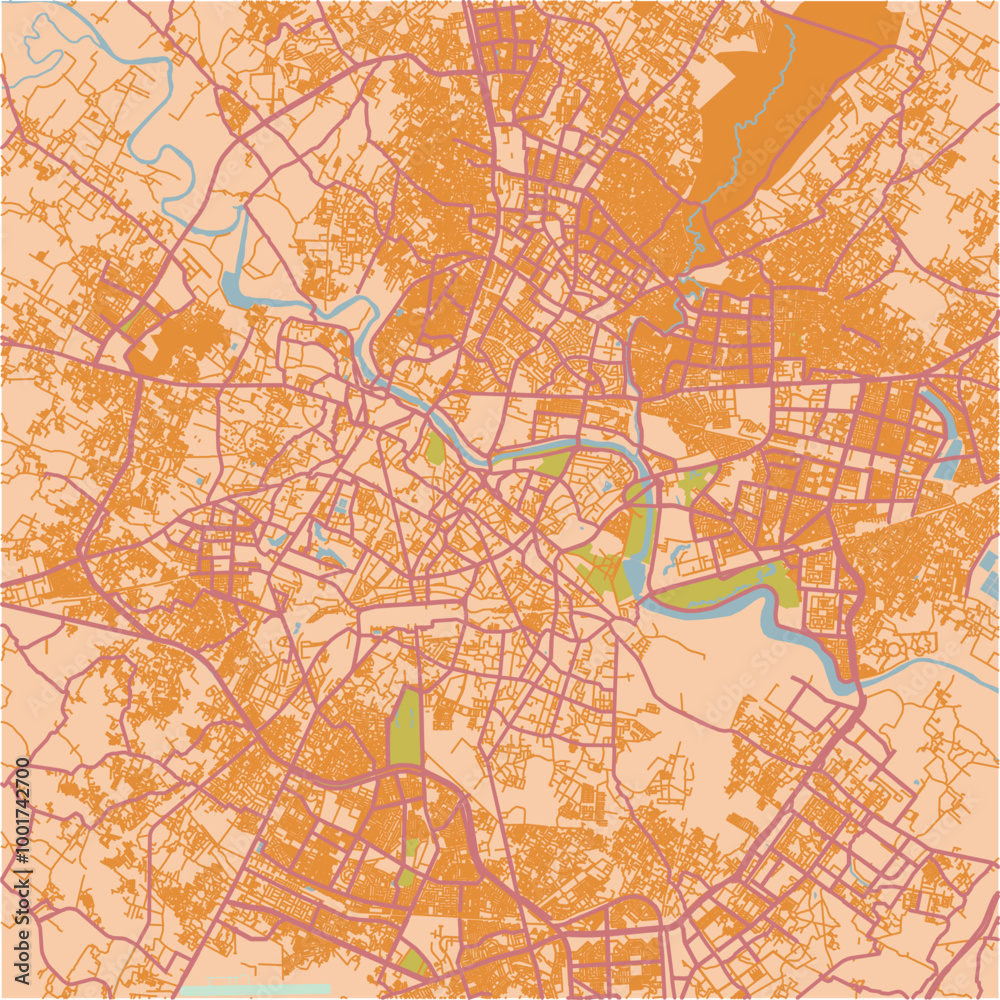 Map of Lucknow in India in a sandy theme. Contains layered vector with roads water, parks, etc. Map of Lucknow in India in a sandy theme. Contains layered vector with roads water, parks, etc.