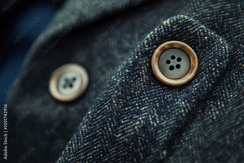Buttons on the sleeve of a men's jacket. Close-up button with generative ai Buttons on the sleeve of a men's jacket. Close-up button with generative ai