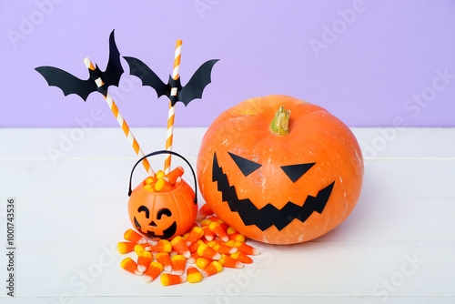Pumpkin, paper bats and tas...