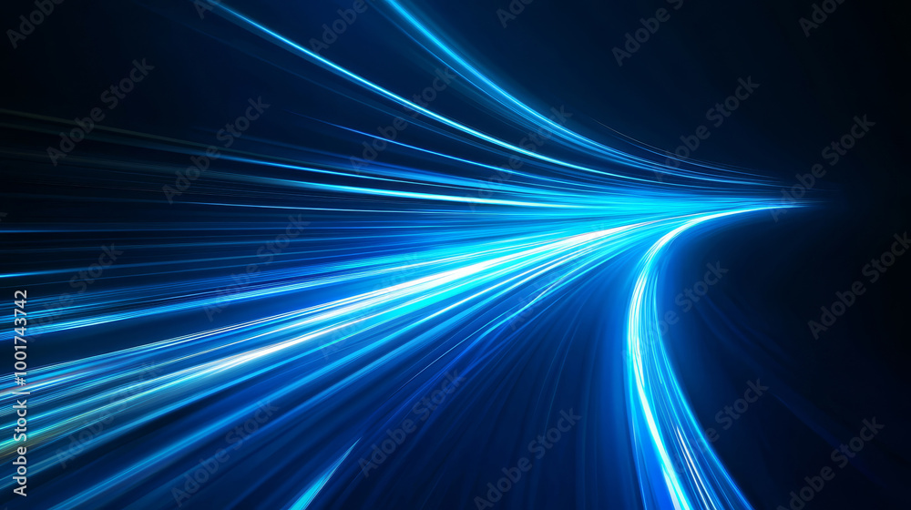 A digital image showcasing vibrant light rays blue light on blue background creating a sense of speed and motion blur. Energy technology concept. A digital image showcasing vibrant light rays blue light on blue background creating a sense of speed and motion blur. Energy technology concept.