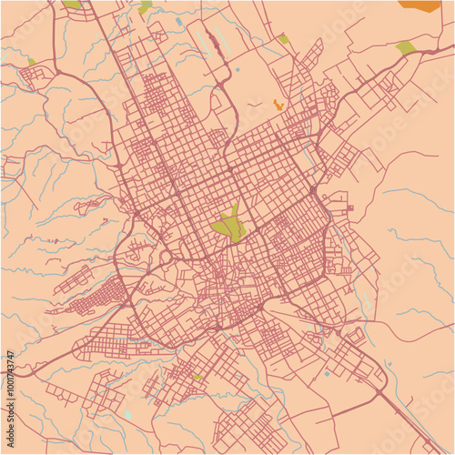 Wallpaper Mural Map of Riyadh in Saudi Arabia in a sandy theme. Contains layered vector with roads water, parks, etc. Torontodigital.ca