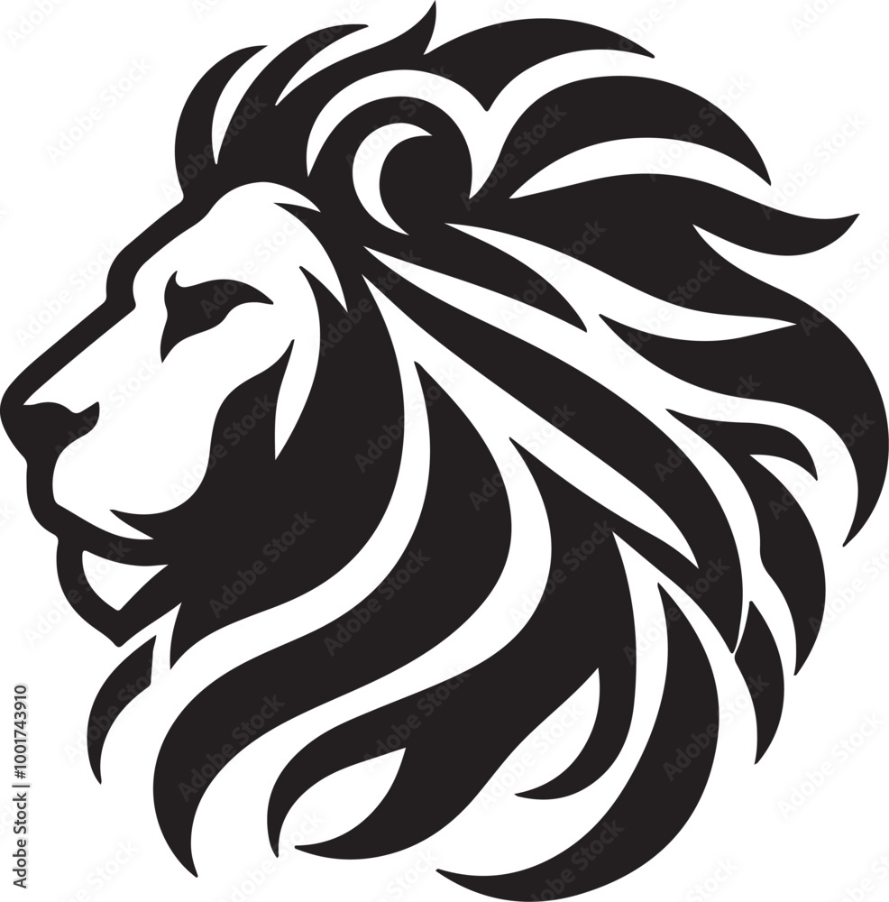 Lion head silhouette vector style icon Lion head silhouette vector style icon
