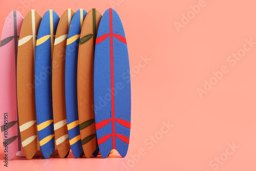 Different mini surfboards o...