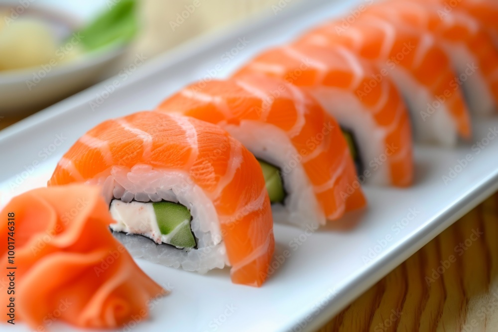 Delicious Salmon Sushi Rolls - Japanese Cuisine Delicious Salmon Sushi Rolls - Japanese Cuisine