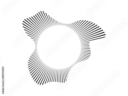 Circular sound wave for audio music .   Sound line, radial spectrum, sound equalizer, circular pattern Circular wavy frame.  Infographic element. Vector radial spectrum.