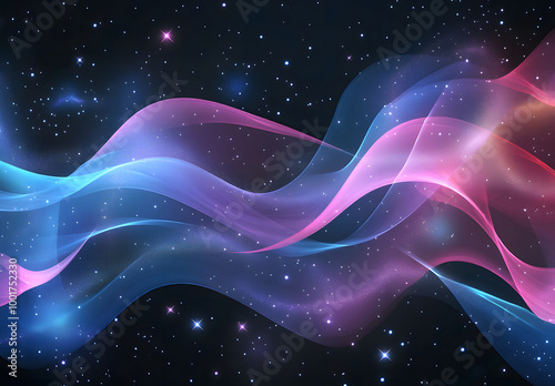 Abstract Cosmic Waves with Glowing Stars in Outer Space