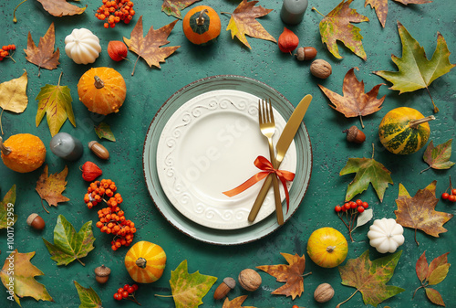 Autumn harvest table settin...