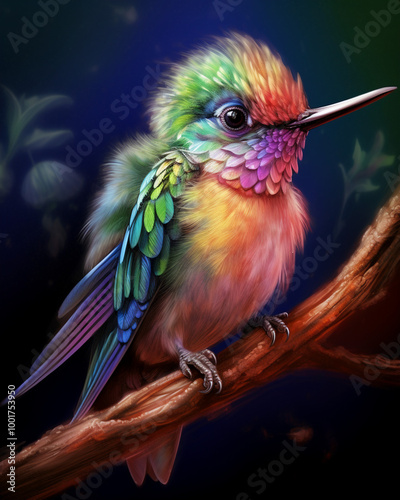 Transform your space with a multicolor baby hummingbird watercolor and a gorgeous Abstract Art