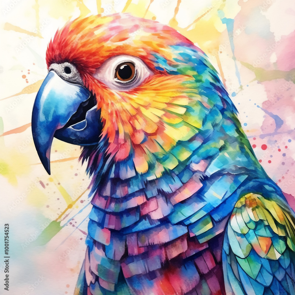 Obraz premium Transform your space with a multicolor Parrot watercolor and a gorgeous Nature Canvas