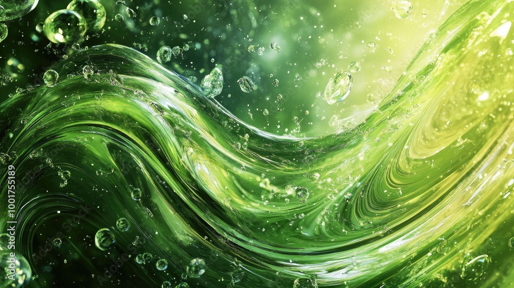 Fresh Green Wave. A Dynamic Swirl Shape Illustration in Bright Green