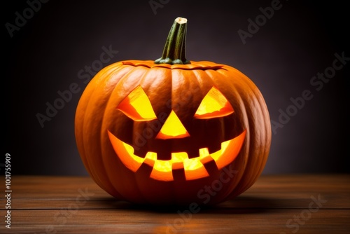 Happy Halloween party Jack O Lantern orange pumpkin scary spooky creepy carving evil smile angry face glowing. Trick treat holiday dark mysterious night eerie horror October nightmare decor festival