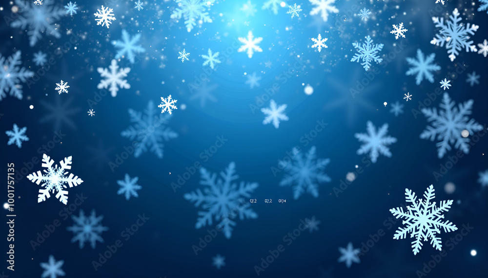 Festive snowflakes pattern in blue and white representing winter wonderland with copy space Festive snowflakes pattern in blue and white representing winter wonderland with copy space