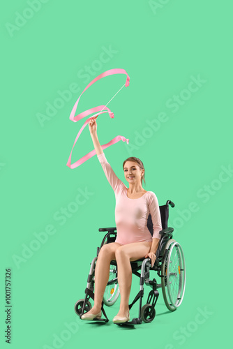 Female gymnast in wheelchai...