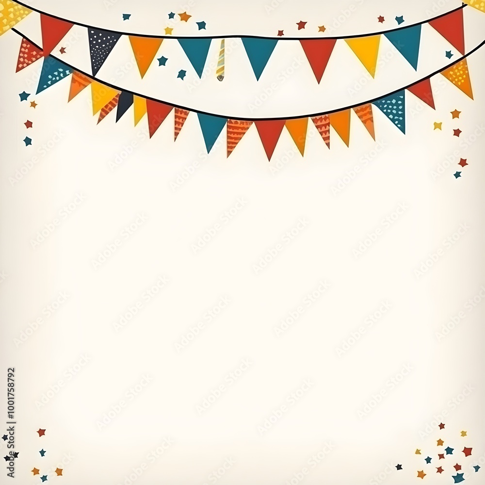a birthday card with gold stars, fireworks, flags, and confetti a birthday card with gold stars, fireworks, flags, and confetti
