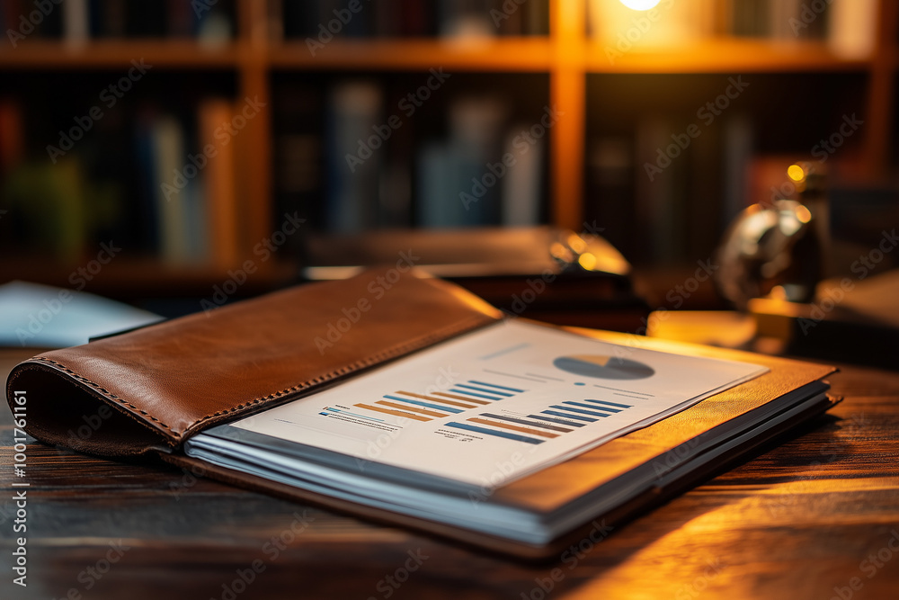 Executive Essentials: A Leather-Bound Notebook Next to a Printed Report, Symbolizing Professionalism and Attention to Detail Executive Essentials: A Leather-Bound Notebook Next to a Printed Report, Symbolizing Professionalism and Attention to Detail