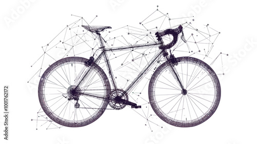 Abstract Low Poly Bicycle with Destruction Effect - Minimalist Vector Art of Bike Origami - Wireframe Mash Line Concept for Digital Design and Transport Themes