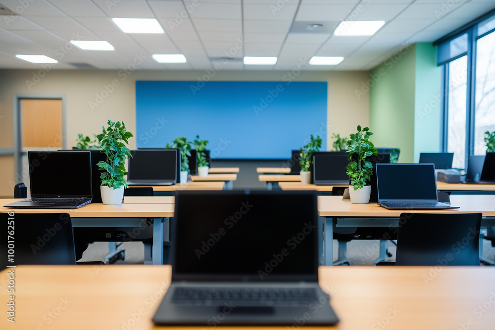 Effective Agent Training: A Call Centre Training Room with Desks, Laptops, and Presentation Equipment for Comprehensive Learning Effective Agent Training: A Call Centre Training Room with Desks, Laptops, and Presentation Equipment for Comprehensive Learning