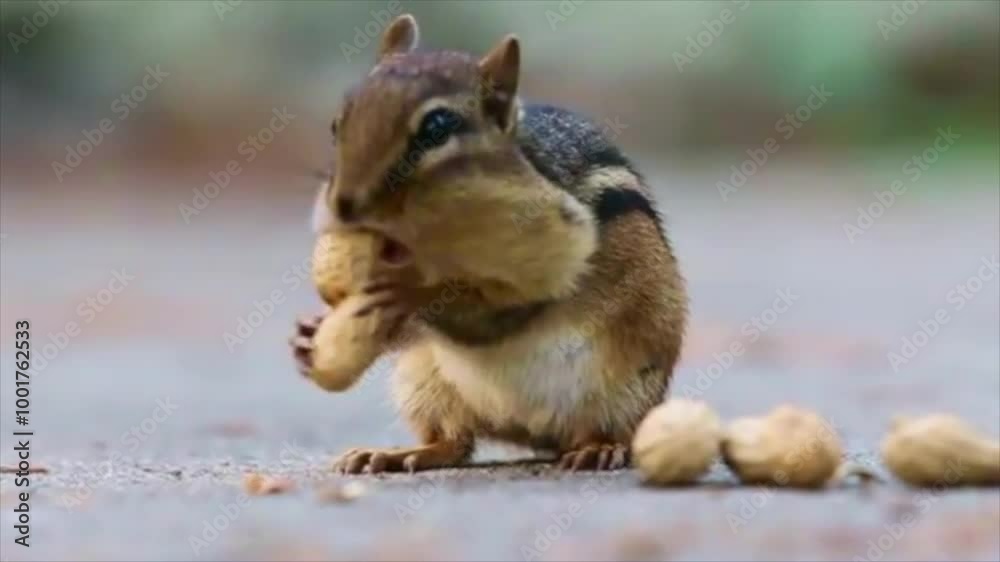 Lovely Chipmunk eating peanuts