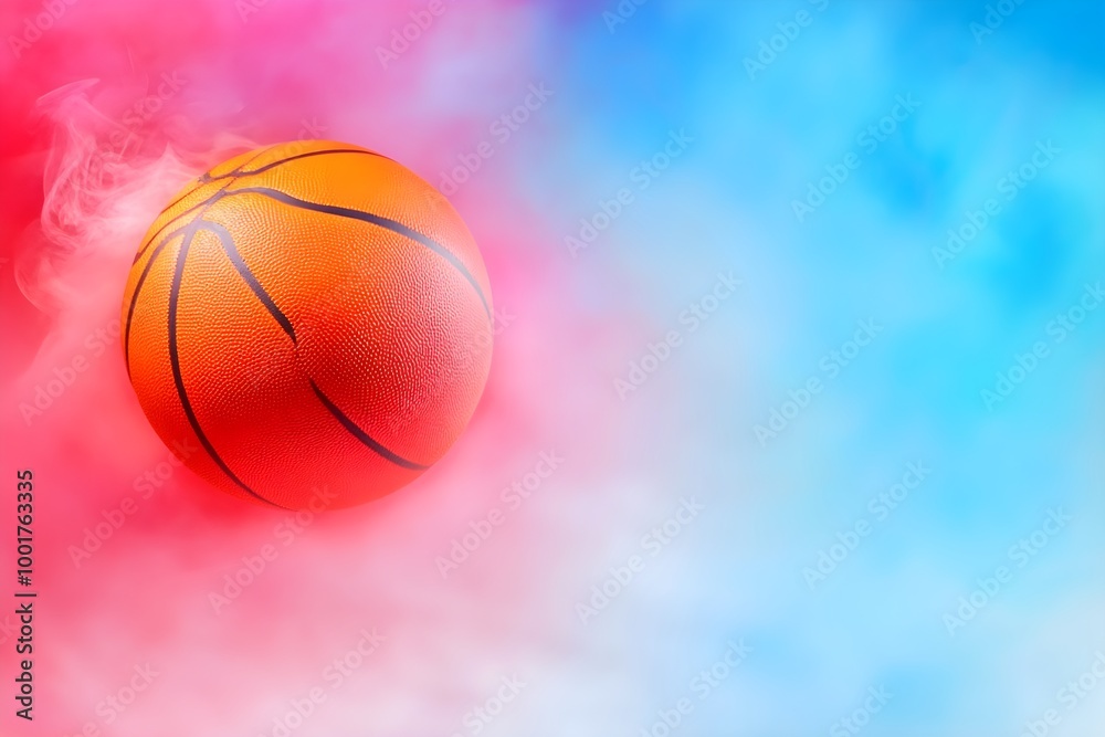 an orange basketball is spinning into the air - an orange basketball in motion on pink and blue smoke cloud - an orange basketball is in the air, and the smoke is white - an orange basketball ball an orange basketball is spinning into the air - an orange basketball in motion on pink and blue smoke cloud - an orange basketball is in the air, and the smoke is white - an orange basketball ball