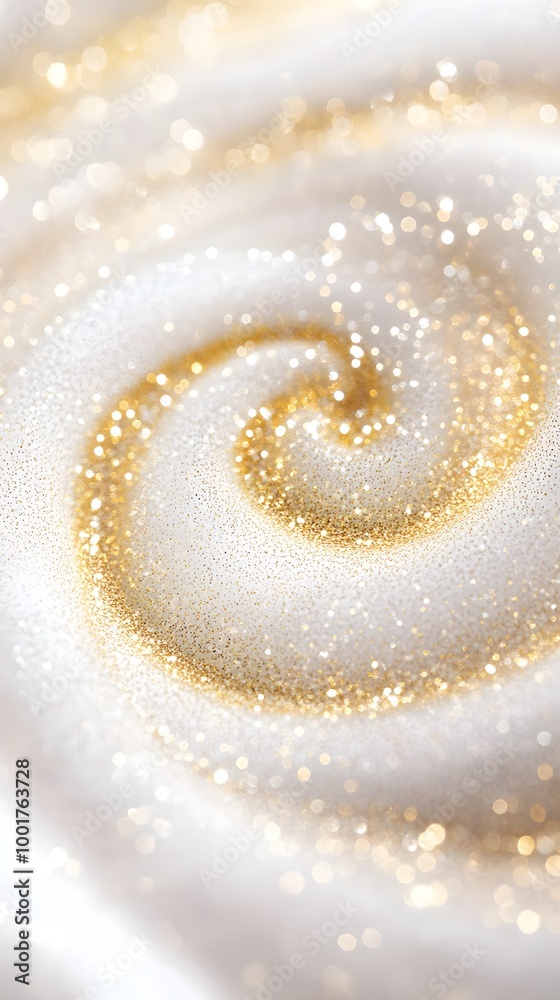 Delicate Gold Glitter Swirl on White Background Delicate Gold Glitter Swirl on White Background