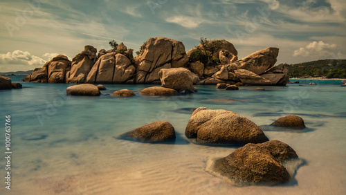 Coastal dream - Landscape with Palombaggia beach in Corsica island, France - travel and beauty of nature concept.