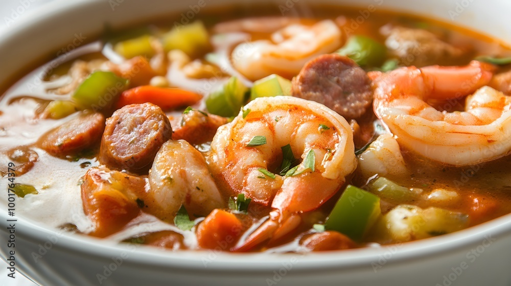 Close-Up of Steaming Bowl of Seafood Soup Close-Up of Steaming Bowl of Seafood Soup