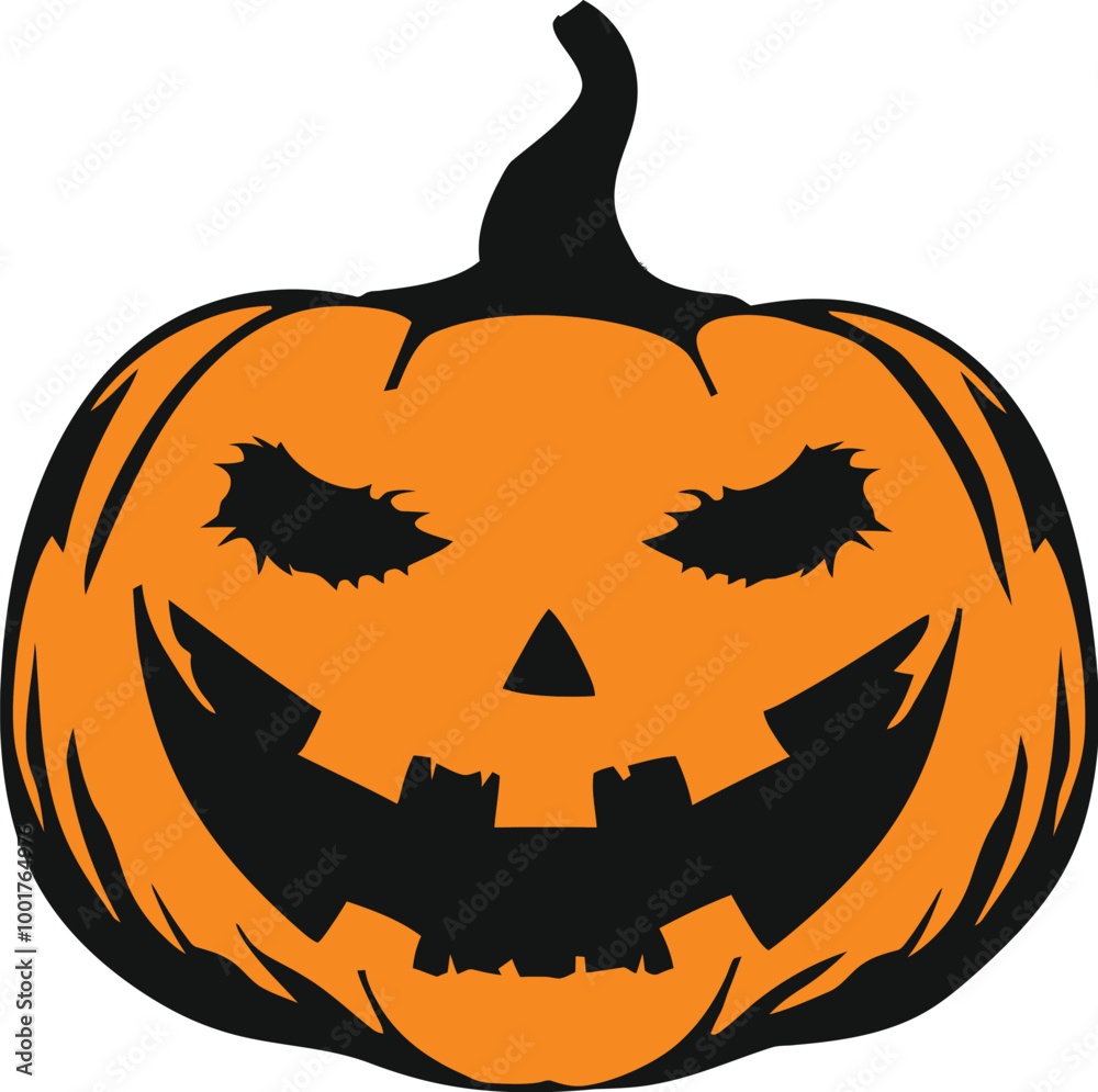 Fototapeta premium Halloween Pumpkin Flat Vector Icon