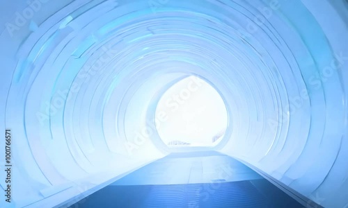 Wallpaper Mural Minimalist futuristic architecture with a long corridor like a brightly lit tunnel at the end Torontodigital.ca