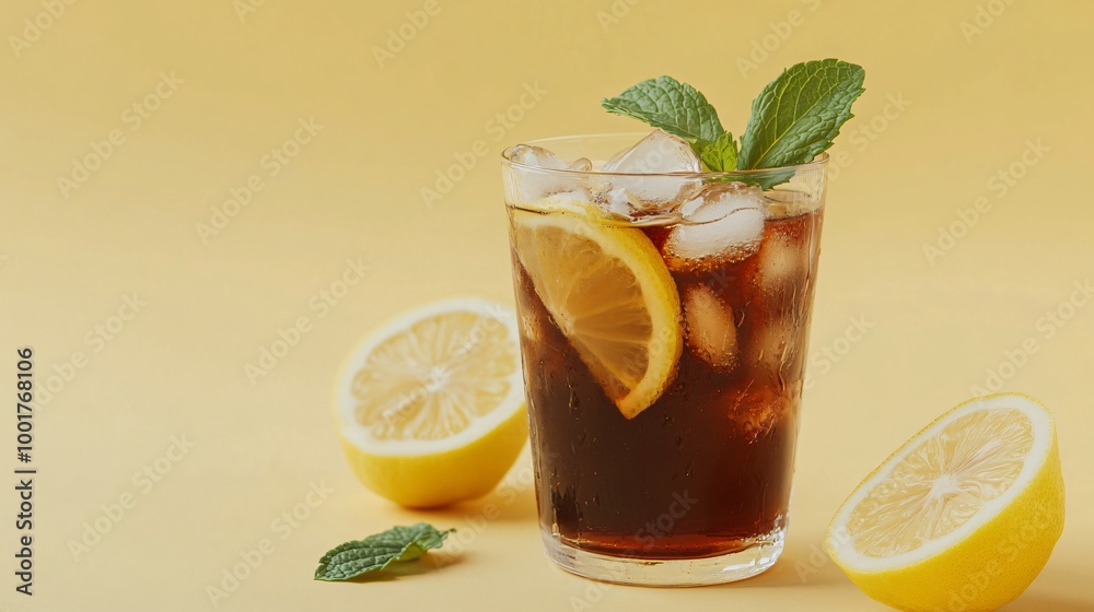 Refreshing Iced Tea with Lemon and Mint Garnish Refreshing Iced Tea with Lemon and Mint Garnish