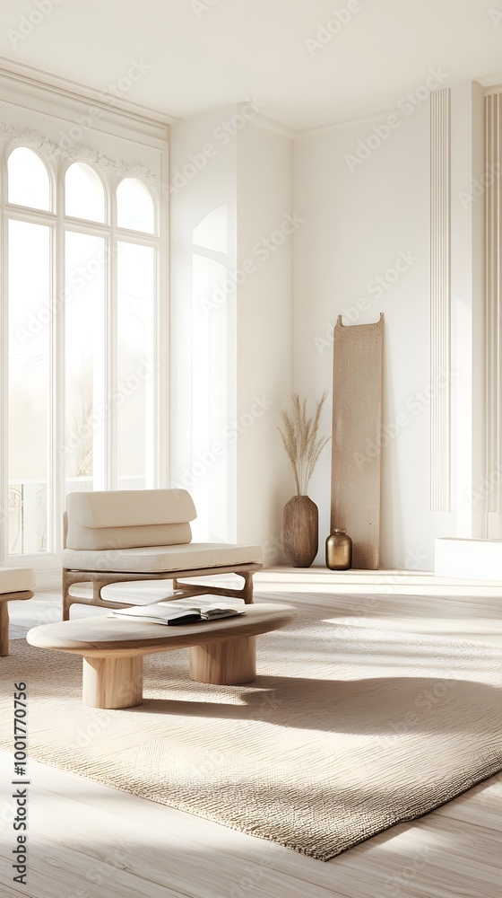 Fototapeta premium Airy and Minimalist Living Room Design Concept
