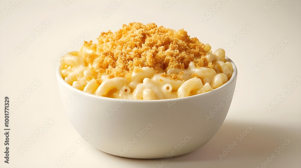 Creamy Bowl of Macaroni and Cheese with Topping Creamy Bowl of Macaroni and Cheese with Topping