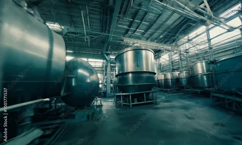 An industrial facility with an array of pipes and equipment with a sense of mystery and intrigue An industrial facility with an array of pipes and equipment with a sense of mystery and intrigue