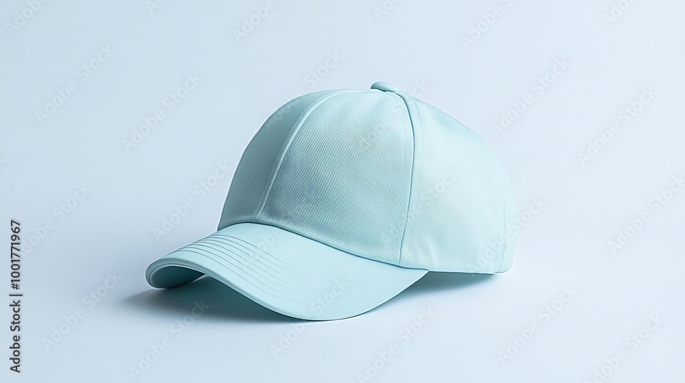 Light Blue Baseball Cap Mockup on White Background Light Blue Baseball Cap Mockup on White Background