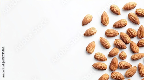 Almonds on White Background   Food Photography