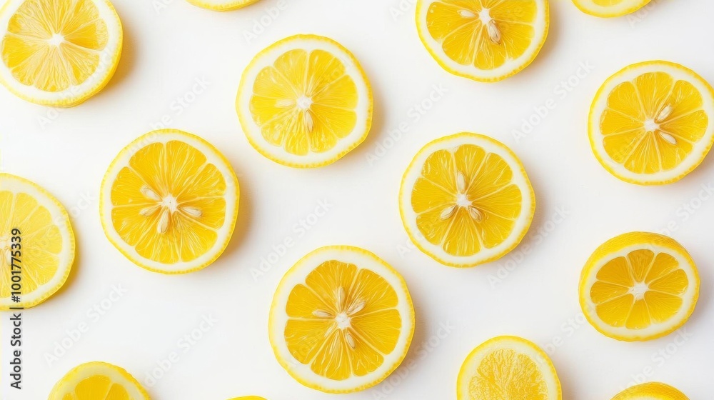 Fresh Lemon Slices on White Background Minimalist Food Photography Fresh Lemon Slices on White Background Minimalist Food Photography