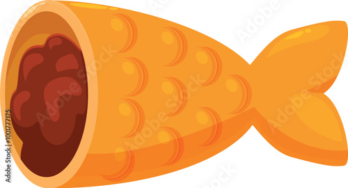 Taiyaki, a popular japanese street food, is a fish shaped cake filled with sweet red bean paste