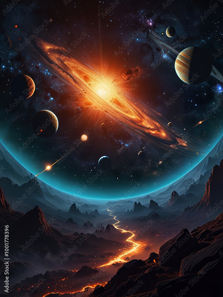 Obraz premium beautiful surreal galactic background ,convex, concave and dome