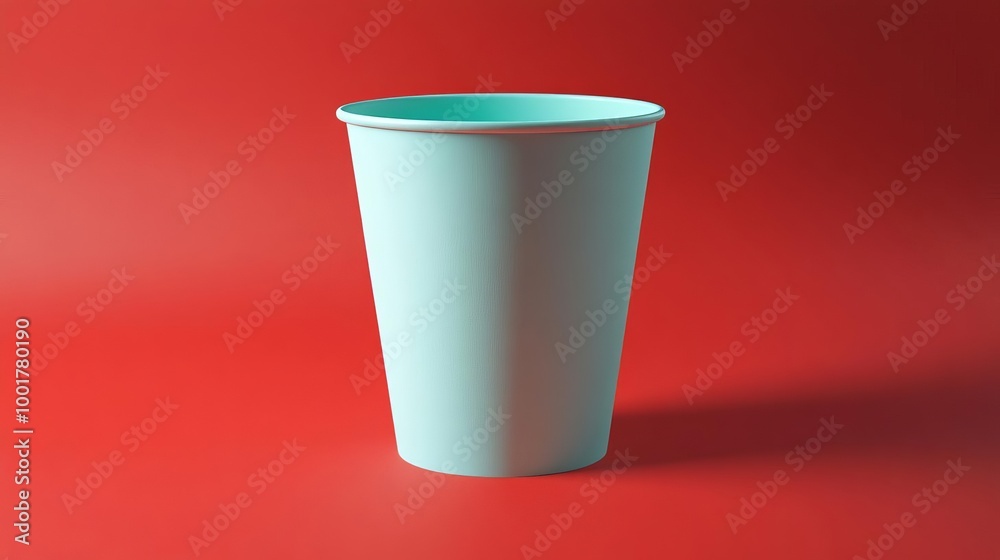 Disposable Paper Cup Mockup Blue on Red Background Disposable Paper Cup Mockup Blue on Red Background