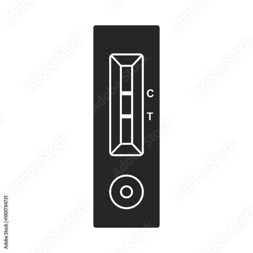 A rapid antigen test or RAT returns a positive result for COVID or other disease in black fill silhouette vector