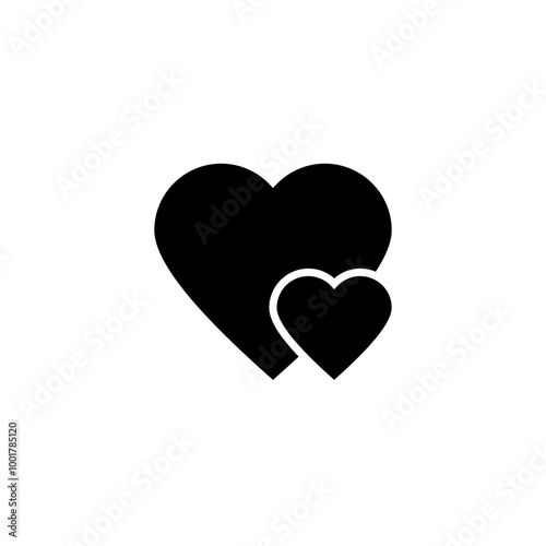 double hearts icon, two hearts icon symbol sign. favorite heart icon button. save or add to favorites icon, like love symbol. web vector icon