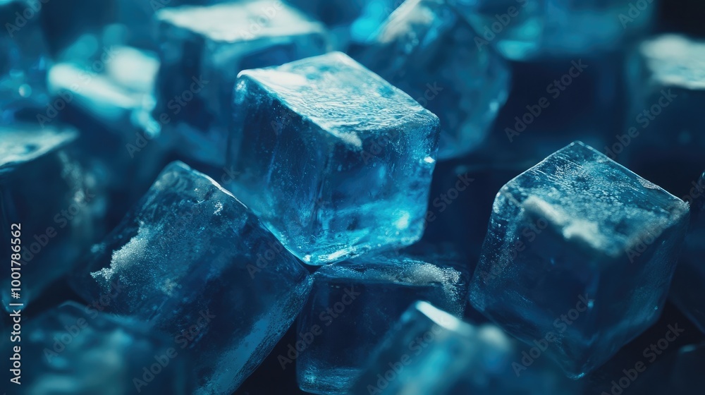 Blue-toned ice cubes piled high. 4k illustration Blue-toned ice cubes piled high. 4k illustration