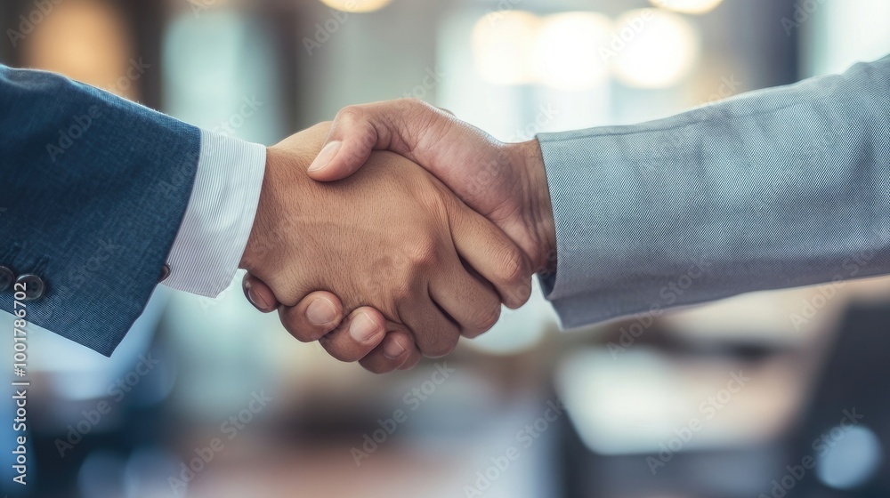 Business handshake taking place in a professional office. 4k illustration Business handshake taking place in a professional office. 4k illustration