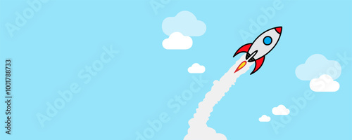 Rocket start up background. Business concept illustration.
