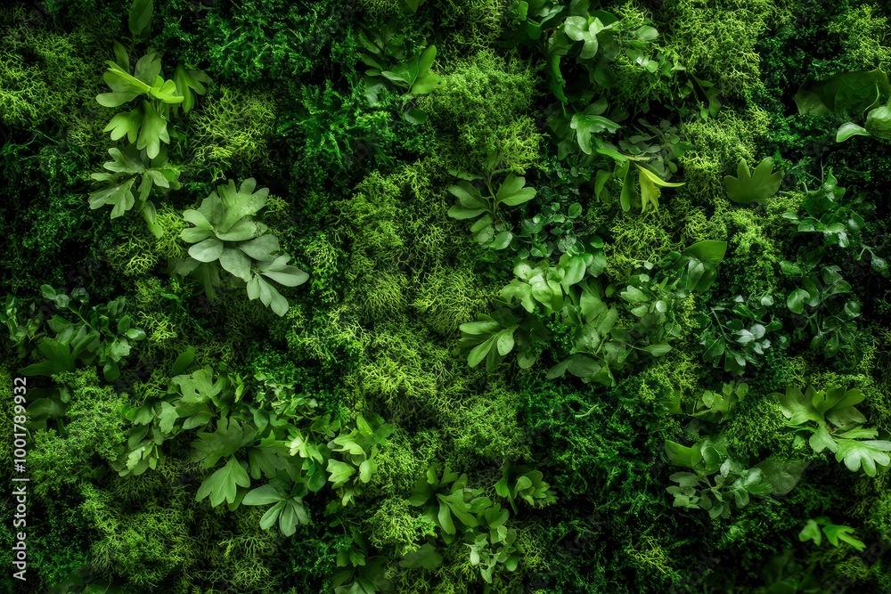 Green moss and background. Backdrop for displaying products. Dark forest background. with generative ai Green moss and background. Backdrop for displaying products. Dark forest background. with generative ai