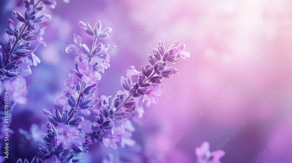 Lavender flowers blooming in soft purple light Lavender flowers blooming in soft purple light